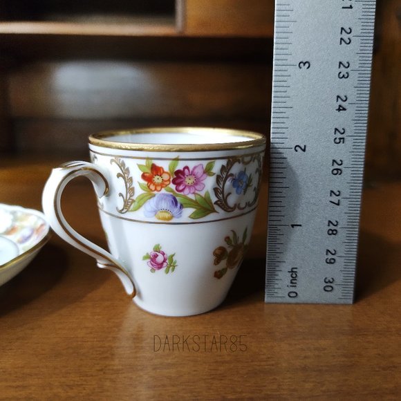Schumann Bavaria Germany Empress Dresdner Flowers Demitasse Teacup & Saucer - Picture 7 of 9